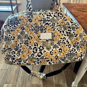 Vera Bradley Yellow and Black Floral Quilted tote bag